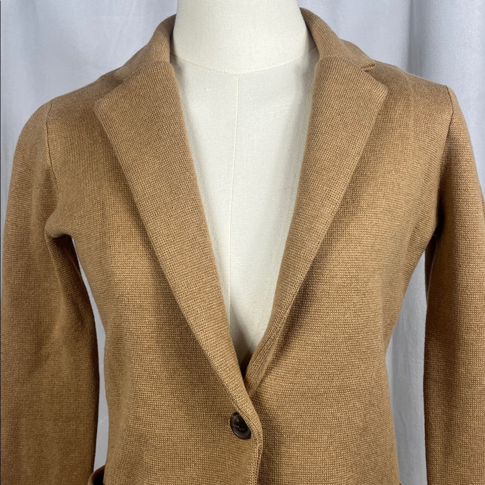 J. Crew Factory Schoolboy Sweater Blazer Cardigan in Camel Tan. - Picture 7 of 12